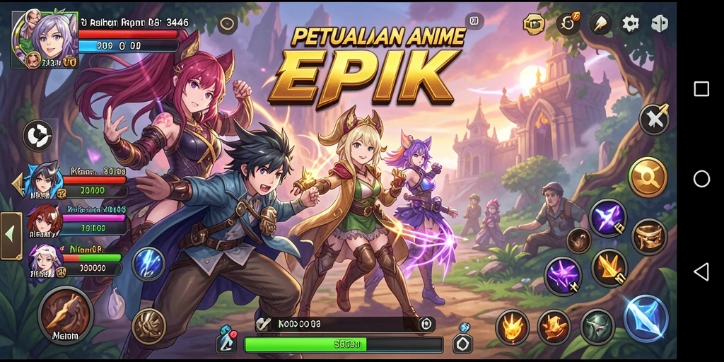 Screenshot gameplay 3446 menunjukkan aksi seru karakter Anime.