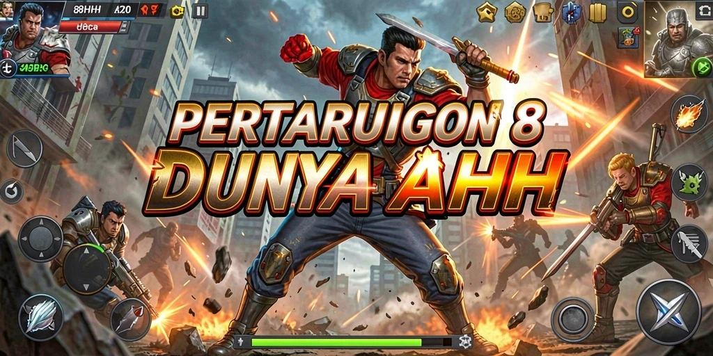 Tangkapan layar utama dari gameplay aksion 8HHH yang seru.
