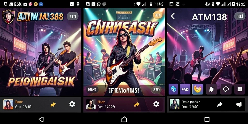 Screenshot gameplay ATM138 dengan karakter bermain musik.