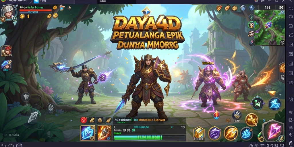 Screenshot gameplay menunjukkan pertarungan epik dan eksplorasi dunia yang luas di DAYA4D.