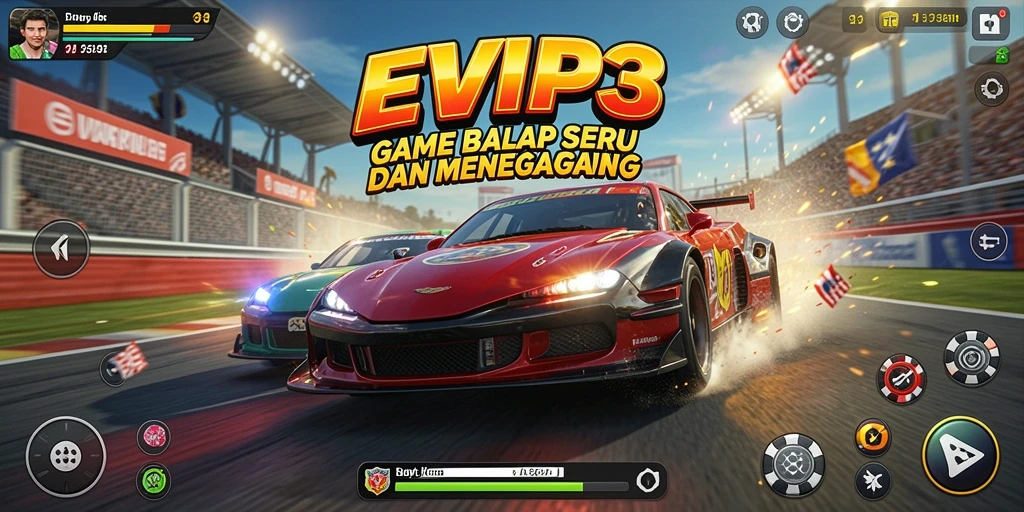 Tampilan gameplay balapan yang seru dan menegangkan.
