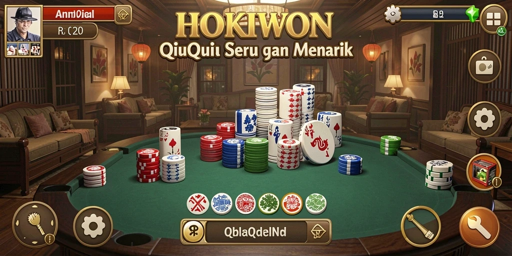 Screenshot HOKIWON menunjukkan aksi seru permainan QiuQiu.