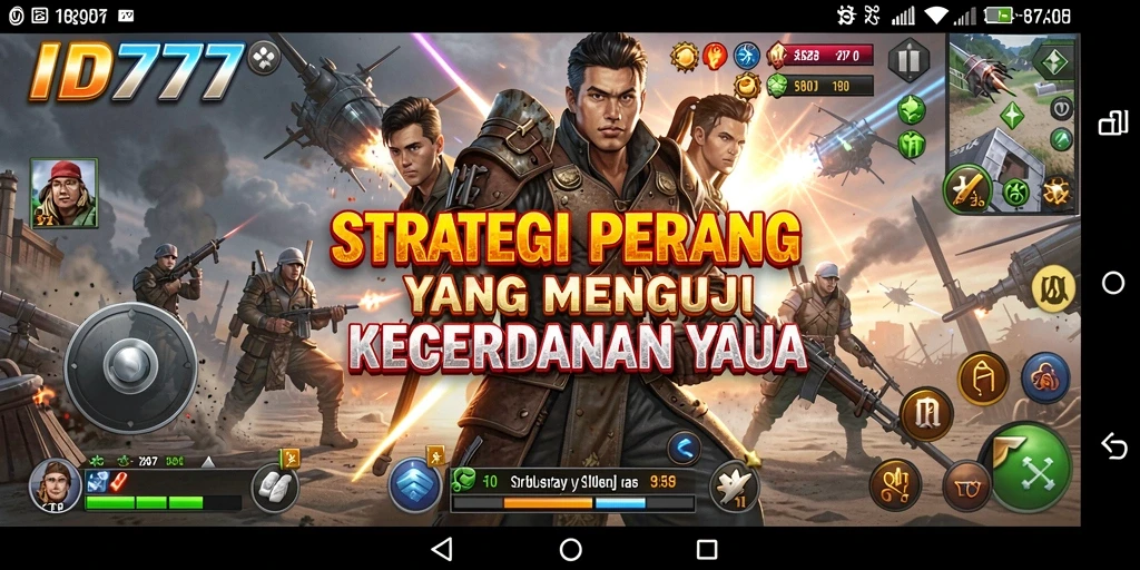 Screenshot utama ID777 menampilkan aksi taktis dalam pertempuran strategi yang mendalam.