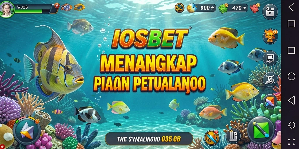 Tampilan permainan IOSBET dengan aksi menangkap ikan yang seru.