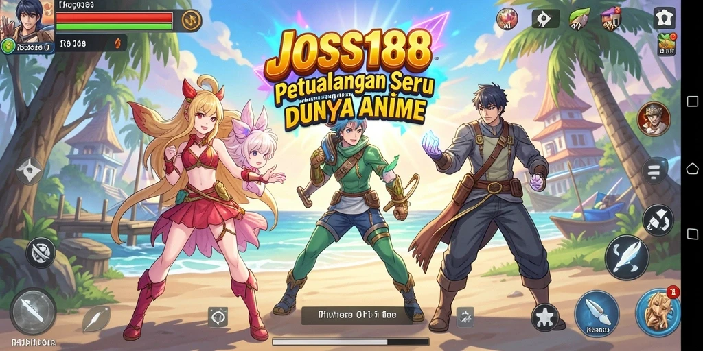 Tampilan gameplay JOSS188 yang penuh aksi dan karakter anime.