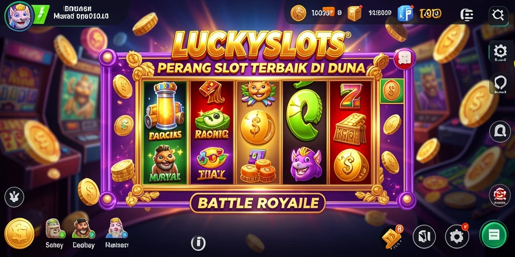 Gambaran aksi seru dalam gameplay LUCKYSLOTS di arena Battle Royale.