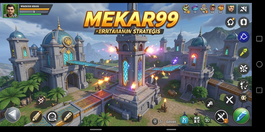Tangkapan layar MEKAR99 menampilkan aksi pertahanan menara yang menarik.