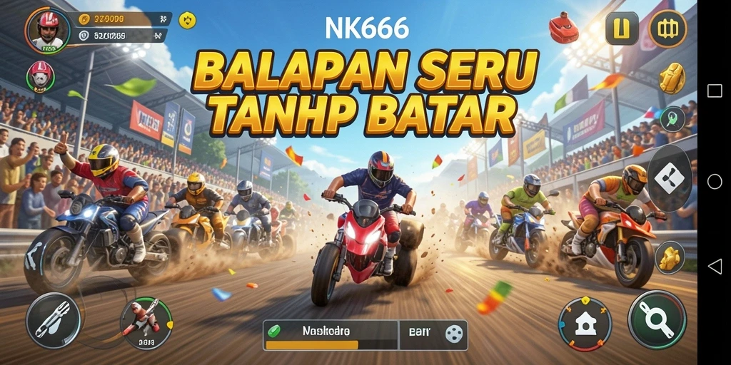 Gameplay NK666 yang penuh aksi di lintasan balap.