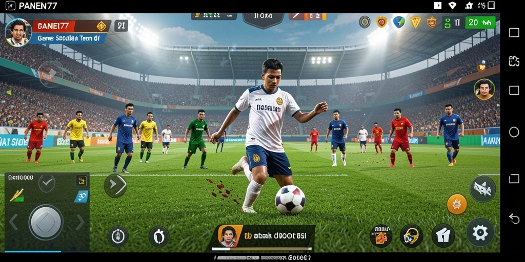 Tampilan gameplay menarik dari PANEN77 dengan aksi sepak bola seru.