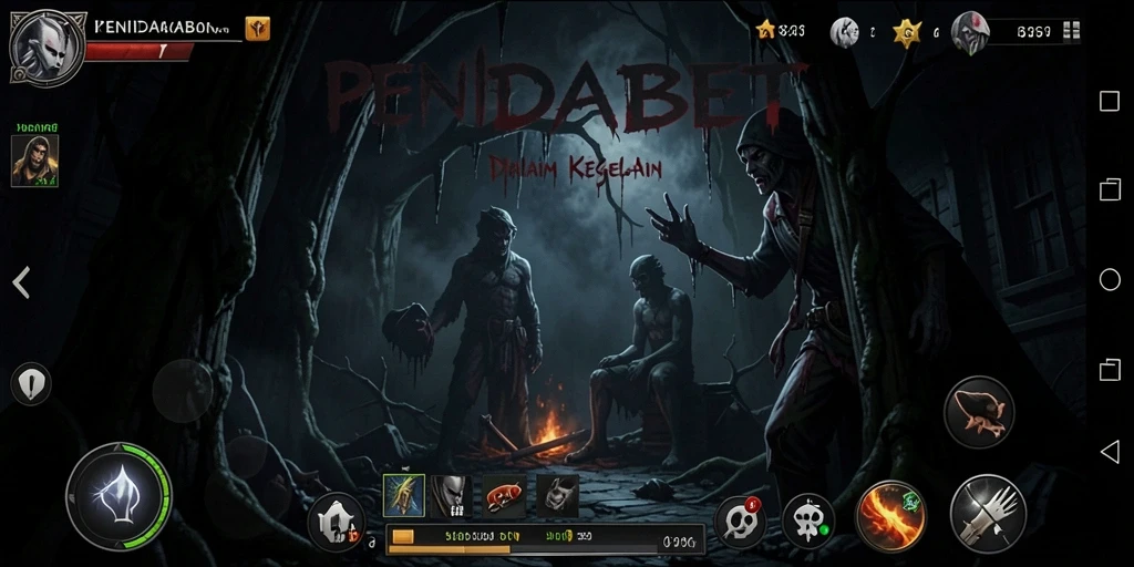 Screenshot gameplay PENIDABET yang menunjukkan kegelapan dan kengerian luar biasa.