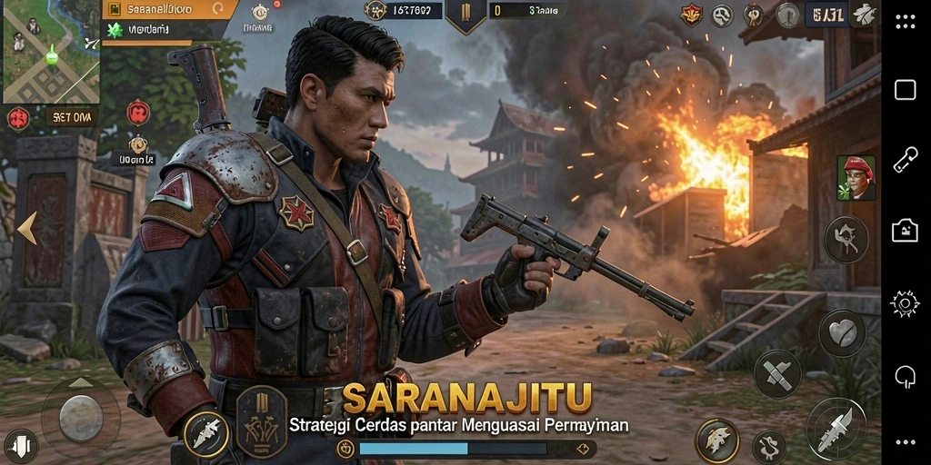 Tampilan gameplay yang strategis dan dinamis dalam SARANAJITU.