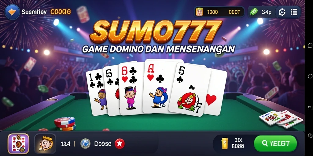 Tampilan utama gameplay SUMO777 dengan aksi seru domino.