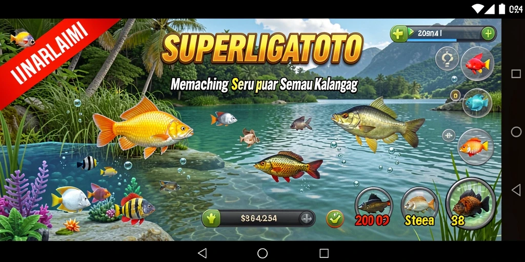 Gameplay SUPERLIGATOTO dengan grafik memancing yang menakjubkan.