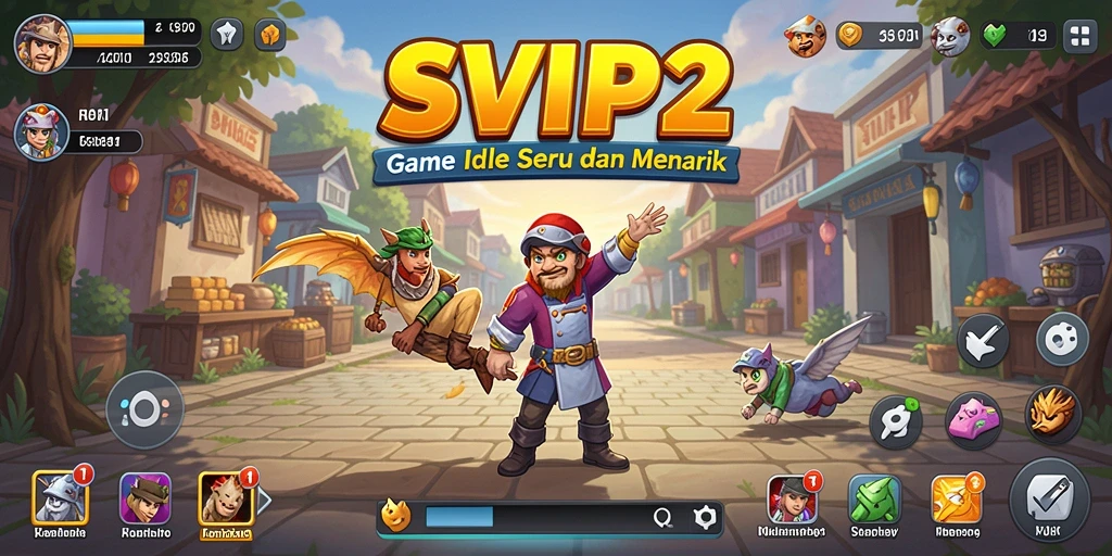Tampilan gameplay SVIP2 dengan banyak karakter dan sumber daya yang berkembang.